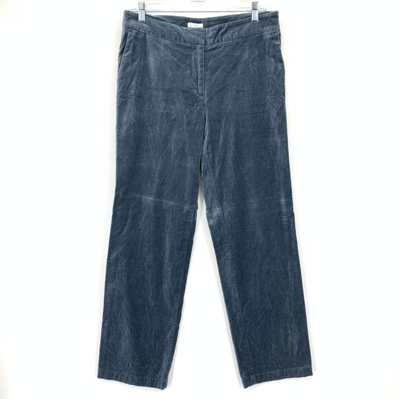 J. Jill Velvet Slim Straight Leg Pants Womens Size 10P Dark Blue Gray - Picture 1 of 6